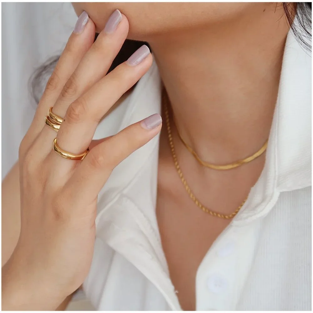 NEW 18K Gold Plated Wave Curve Ring